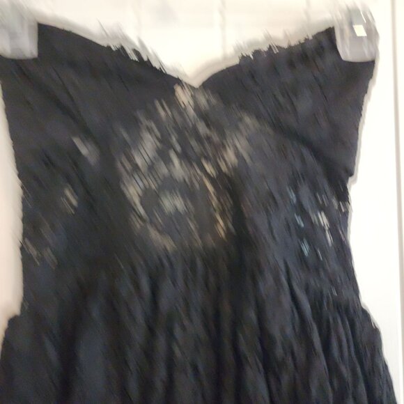 Fame Partners Black Lace Strap Midi Dress With Floral Overlay - Picture 8 of 12